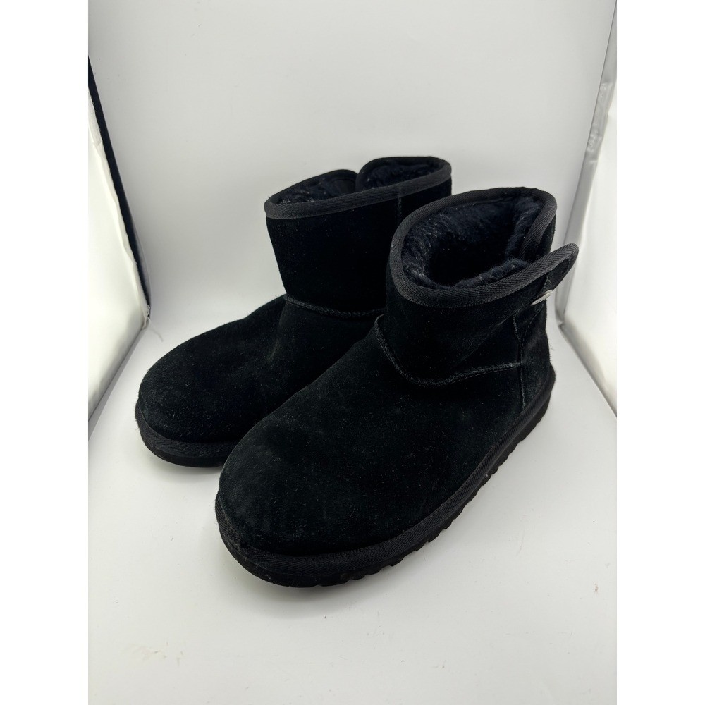 UGG Kids Classic Mini II Black Suede Sheepskin Boots 1118890K Size 5